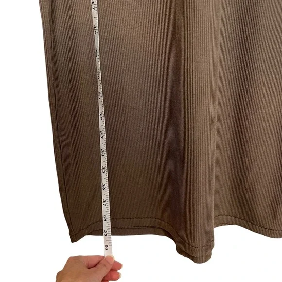 Skims Soft Lounge Amethyst Taupe Ribbed Mock Neck Long Sleeve Maxi Dress SZ S - Picture 13 of 13